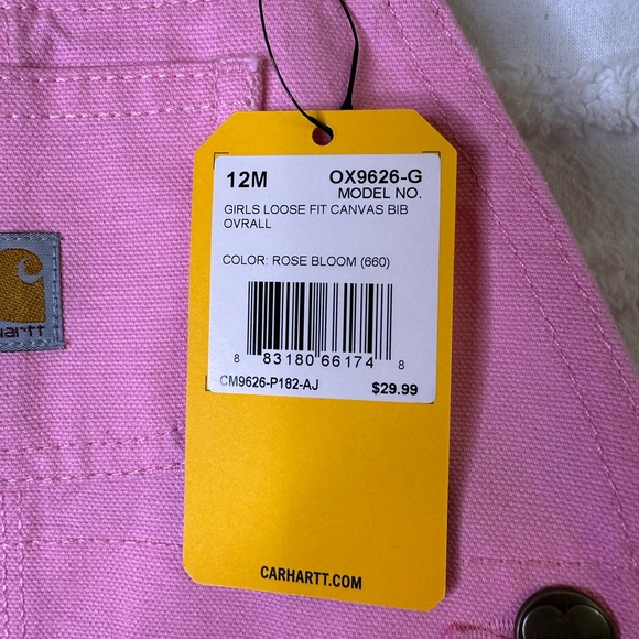 Carhartt Infant Canvas Pink Overalls 9M or 12M NEW - Picture 5 of 8